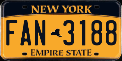 NY license plate FAN3188