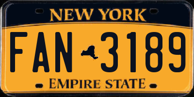 NY license plate FAN3189