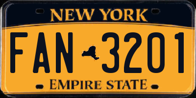 NY license plate FAN3201