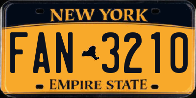 NY license plate FAN3210