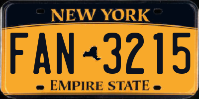 NY license plate FAN3215