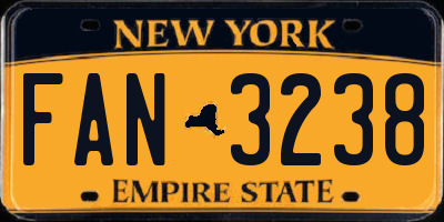 NY license plate FAN3238