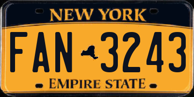 NY license plate FAN3243
