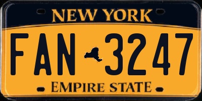 NY license plate FAN3247