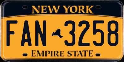 NY license plate FAN3258