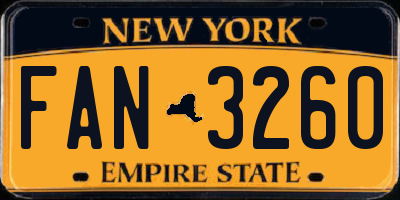 NY license plate FAN3260