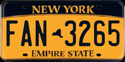 NY license plate FAN3265
