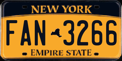 NY license plate FAN3266
