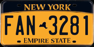 NY license plate FAN3281