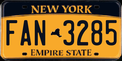 NY license plate FAN3285