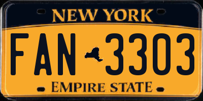 NY license plate FAN3303