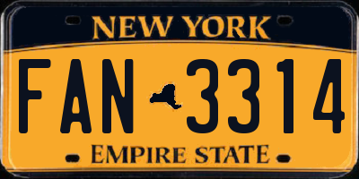 NY license plate FAN3314