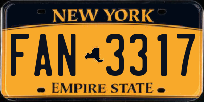 NY license plate FAN3317