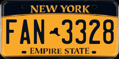 NY license plate FAN3328