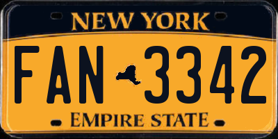 NY license plate FAN3342