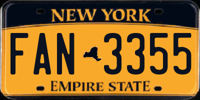 NY license plate FAN3355