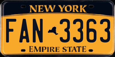NY license plate FAN3363