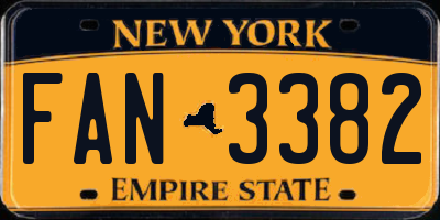 NY license plate FAN3382