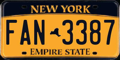 NY license plate FAN3387