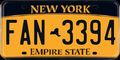 NY license plate FAN3394