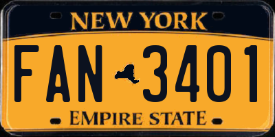 NY license plate FAN3401