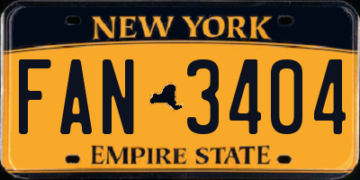 NY license plate FAN3404