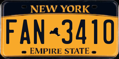 NY license plate FAN3410