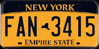 NY license plate FAN3415