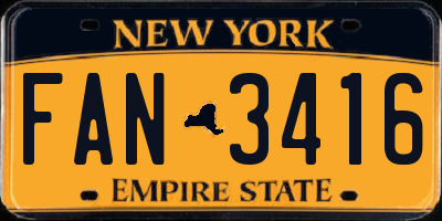 NY license plate FAN3416