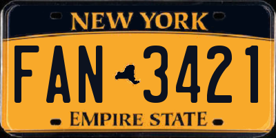 NY license plate FAN3421