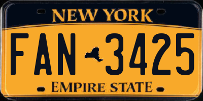 NY license plate FAN3425