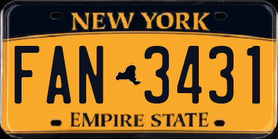 NY license plate FAN3431