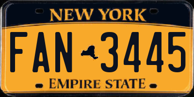 NY license plate FAN3445