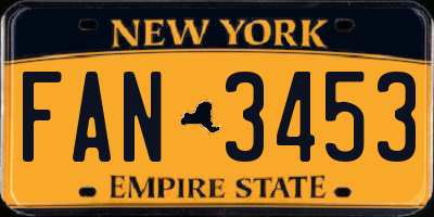 NY license plate FAN3453