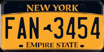 NY license plate FAN3454