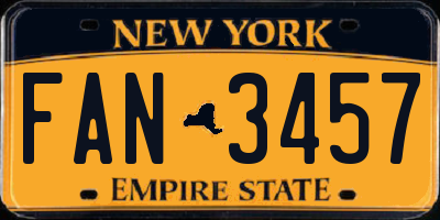 NY license plate FAN3457