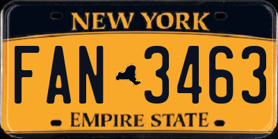 NY license plate FAN3463
