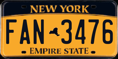 NY license plate FAN3476