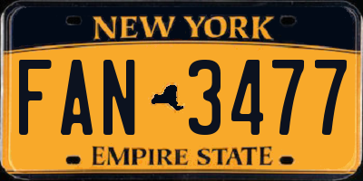 NY license plate FAN3477