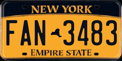 NY license plate FAN3483