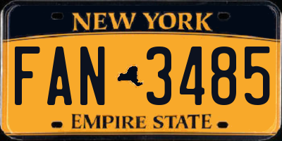 NY license plate FAN3485