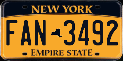 NY license plate FAN3492