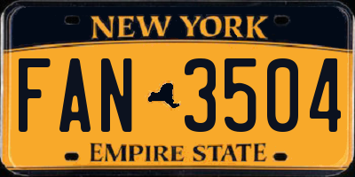 NY license plate FAN3504