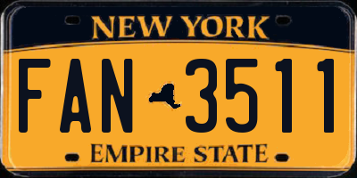 NY license plate FAN3511