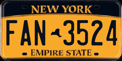 NY license plate FAN3524