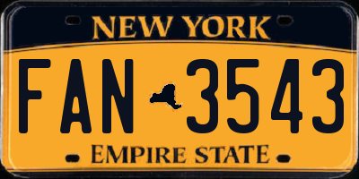 NY license plate FAN3543