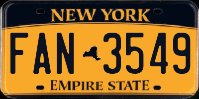 NY license plate FAN3549