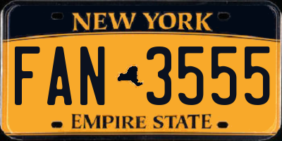 NY license plate FAN3555