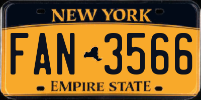NY license plate FAN3566
