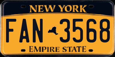 NY license plate FAN3568